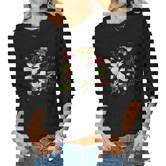 Two Turtle Doves 12 Days Of Christmas Song Coral Rhyme Xmas Women Long Sleeve T-shirt | Mazezy