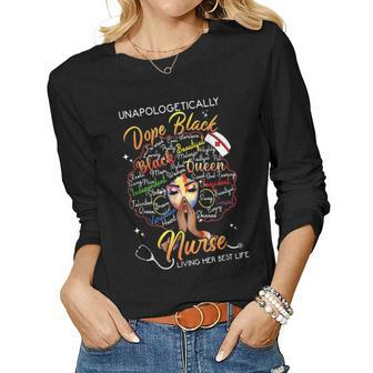 Unapologetically Dope Black Nurse Practitioner Rn Women Graphic Long Sleeve T-shirt - Seseable