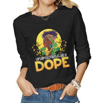 Unapologetically Dope Butterfly Black Queen Locd Cornrows Women Graphic Long Sleeve T-shirt - Seseable