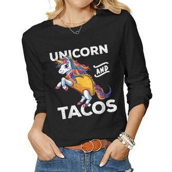 Unicorn & Tacos Cinco De Mayo Rainbow Party Girls Women Long Sleeve T-shirt | Mazezy