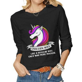 Unicorn Wife Gift Magical Women Women Graphic Long Sleeve T-shirt - Seseable