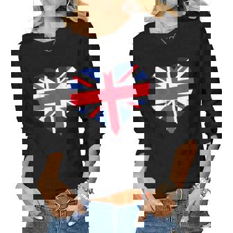 Union Jack British Flag Heart British Isles Mens Womens Women Long Sleeve T-shirt | Mazezy