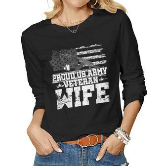 Us Army Veteran Proud Us Army Veteran Wife Women Long Sleeve T-shirt | Mazezy