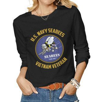 Us Navy Seabees Vietnam Veteran Women Long Sleeve T-shirt | Mazezy