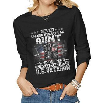 Us Veteran Aunt Veterans Day Us Patriot Patriotic Women Graphic Long Sleeve T-shirt - Seseable