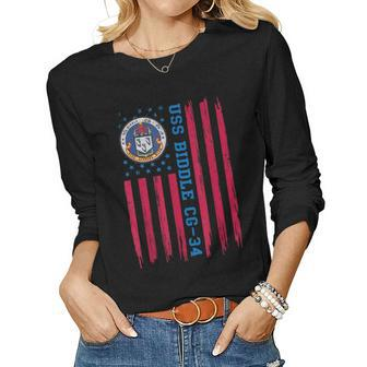 Uss Biddle Cg-34 Class Guided Missile Cruiser Ship Women Graphic Long Sleeve T-shirt - Seseable