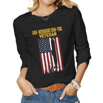 Uss Missouri Ssn-780 Submarine Veterans Day Fathers Day Women Graphic Long Sleeve T-shirt - Seseable