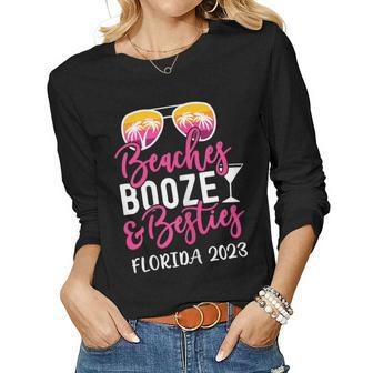 Womens Vacation Girls Trip Florida 2023 Beaches Booze And Besties Women Long Sleeve T-shirt | Mazezy