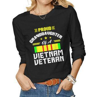 Veteran 365 Proud Granddaughter Of A Vietnam Veteran Women Graphic Long Sleeve T-shirt - Seseable