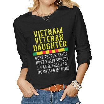 Vietnam Veteran Daughter Raised By My Hero War Veterans Women Graphic Long Sleeve T-shirt - Seseable