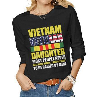 Vietnam Veterans Daughter Veterans Day Patriotic American Women Graphic Long Sleeve T-shirt - Seseable