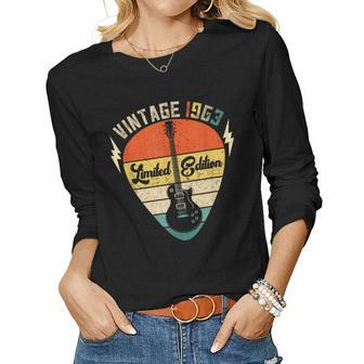 Vintage 1963 Guitar Player 60Th Birthday Limited Edition Women Long Sleeve T-shirt | Mazezy