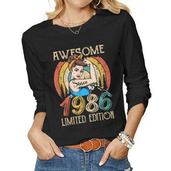 Vintage 1986 Birthday For Women 36 Years Old Birthday Women Long Sleeve T-shirt | Mazezy