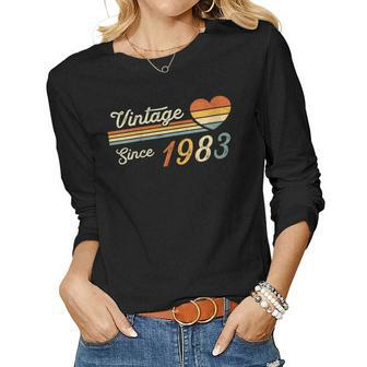 Womens Vintage Born In 1983 Birthday Ladies Women Long Sleeve T-shirt | Mazezy