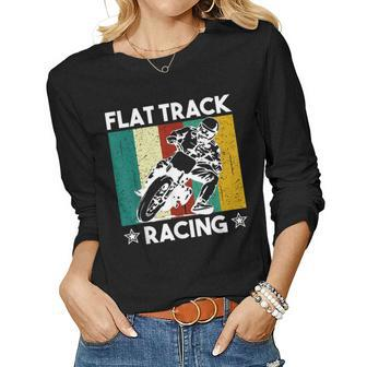 Vintage Flat Track Racing Gift Motorcycle Racer Men Women Women Graphic Long Sleeve T-shirt - Seseable