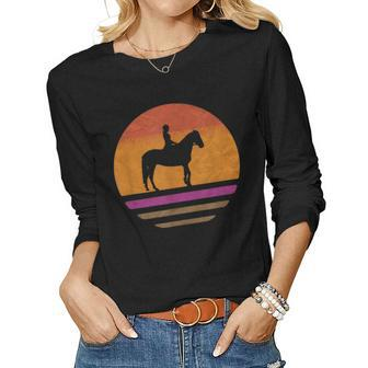 Vintage Girls Horse Riding Apparel Retro Womens Equestrian Women Long Sleeve T-shirt | Mazezy