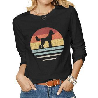Vintage Retro Chinese Crested Dog Mom Dad Cute Dog Lover Women Long Sleeve T-shirt | Mazezy