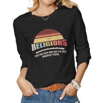 Vintage Retro Religions Sarcastic Def For Atheist Science Women Long Sleeve T-shirt | Mazezy