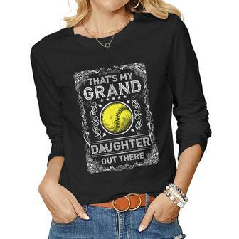 Vintage Softball Grandpa And Grandma Gifts Funny Softball Women Graphic Long Sleeve T-shirt - Seseable