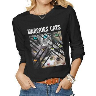 Warriors Cats Eye Cats For Cat Lover Kitten Warrior Cat Mom Women Long Sleeve T-shirt | Mazezy
