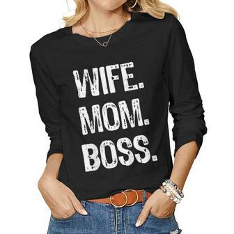 Wife Mom Boss Lady Women Long Sleeve T-shirt | Mazezy