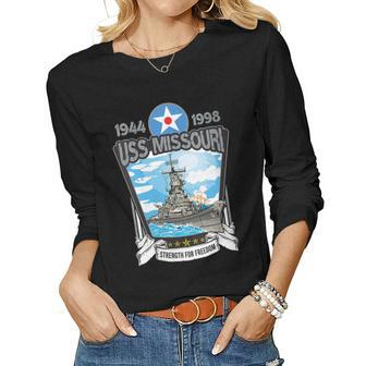 Womens American World War 2 Naval Battleship Uss Missouri Women Graphic Long Sleeve T-shirt - Seseable