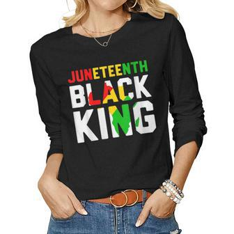 Womens Awesome Junenth Black King Melanin Fathers Day Men Boys Women Graphic Long Sleeve T-shirt - Thegiftio UK