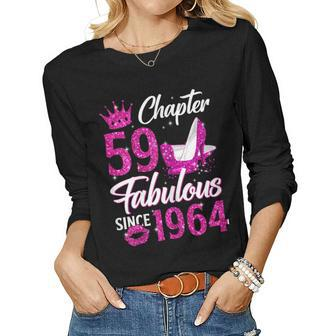 Womens Chapter 59 Fabulous Since 1964 59Th Birthday Queen Diamond Women Graphic Long Sleeve T-shirt - Seseable