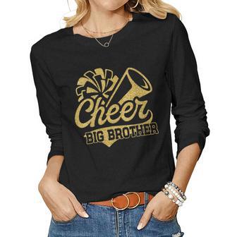 Womens Cheer Big Brother Biggest Fan Cheerleader Fathers Day Women Graphic Long Sleeve T-shirt - Thegiftio UK