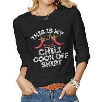 Womens Funny Chili Cook Off Event Gift For Men Women Youth Women Graphic Long Sleeve T-shirt - Seseable
