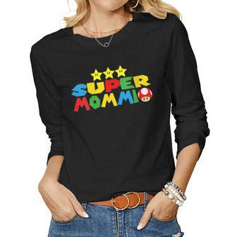 Womens Funny Super Mommio Video Game Lover Mothers Day Women Graphic Long Sleeve T-shirt - Thegiftio UK