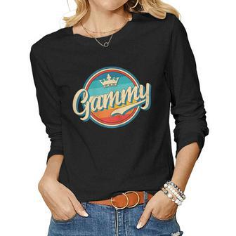 Womens Gammy Retro Name Funny Vintage Grandmother Gammy Women Graphic Long Sleeve T-shirt - Seseable