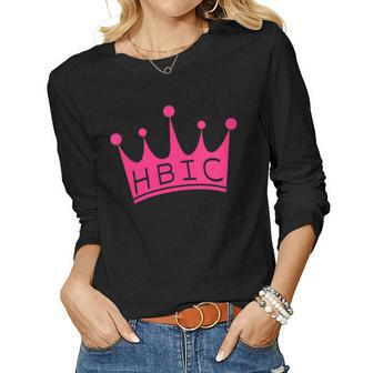 Womens Hbic Womens Gift Head Bitch In Charge Design Women Graphic Long Sleeve T-shirt - Seseable