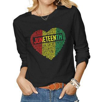 Womens Junenth Heart Black Pride Freedom Day 1865 June 19Th  Women Graphic Long Sleeve T-shirt