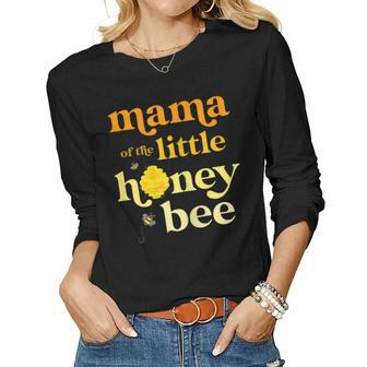 Womens Mama Of Little Honey Bee Birthday Gender Reveal Baby Shower Women Graphic Long Sleeve T-shirt - Seseable