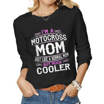 Womens Motocross Mom Cute Sporting Mom Gift Women Graphic Long Sleeve T-shirt - Seseable