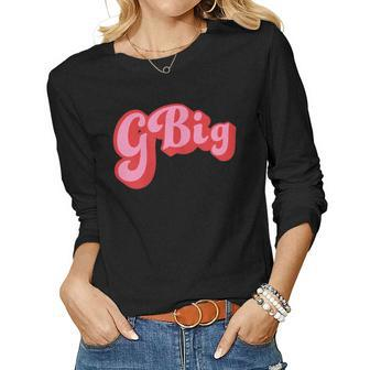 Womens Retro 70S Style Gbig Reveal Sorority Big Little Sister Women Graphic Long Sleeve T-shirt - Seseable