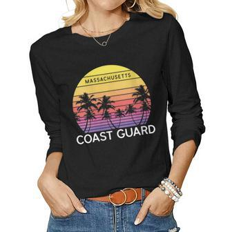 Womens Retro Coast Guard Beach Surf Vintage Palm Venice 70S Women Graphic Long Sleeve T-shirt - Seseable