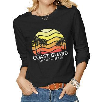 Womens Retro Coast Guard Surf Beach Vintage Palm Venice 70S Women Graphic Long Sleeve T-shirt - Seseable