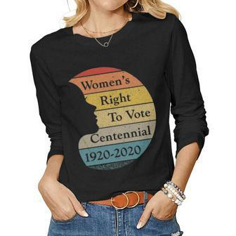 Womens Right To Vote Centennial 1920 2020 Retro Sunset Women Graphic Long Sleeve T-shirt - Seseable