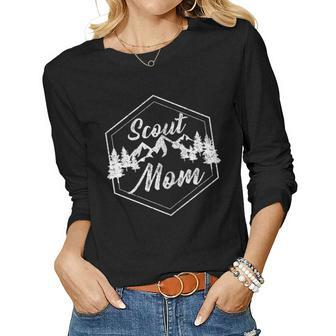 Womens Scout Mom - Proud Mother Scouting Gift Women Graphic Long Sleeve T-shirt - Thegiftio UK