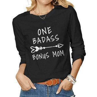 Womens Step Family Funny One Badass Bonus Mom Gift For Stepmom Women Graphic Long Sleeve T-shirt | Seseable UK