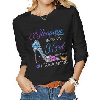Womens Stepping Into My 33Rd Birthday In 1988 Womens Gifts Women Graphic Long Sleeve T-shirt - Seseable