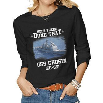 Womens Uss Chosin Cg-65 Ticonderoga Class Cruiser Father Day Gift Women Graphic Long Sleeve T-shirt - Seseable