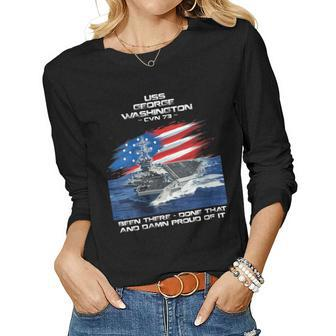 Womens Uss George Washington Cvn 73 Aircraft Carrier Veteran Xmas Women Graphic Long Sleeve T-shirt - Seseable