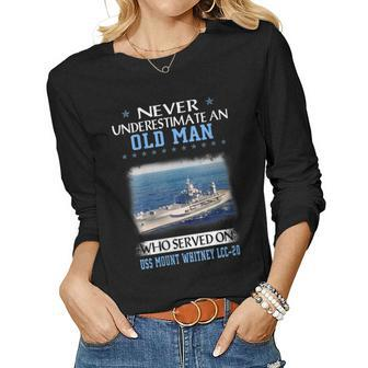 Womens Uss Mount Whitney Lcc-20 Veterans Day Father Day Women Graphic Long Sleeve T-shirt - Seseable