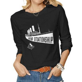 Womens Uss Situationship Complicated Relationship Gift Friendship Women Graphic Long Sleeve T-shirt - Seseable