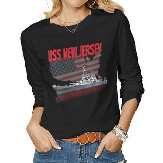 Womens Ww2 Battleship Uss New Jersey World War 2 Ship Model Boys Women Graphic Long Sleeve T-shirt - Seseable