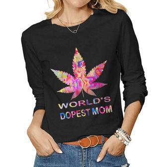 Worlds Dopest Mom Weed Soul Cannabis Tie Dye Women Long Sleeve T-shirt | Mazezy