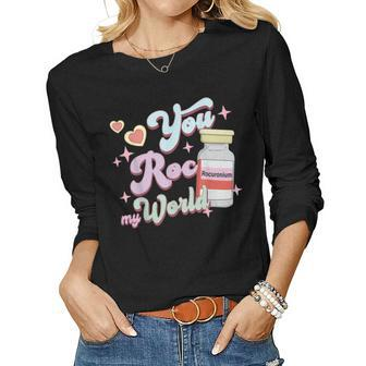 You Roc My World Funny Icu Crna Nurse Happy Valentines Day Women Graphic Long Sleeve T-shirt - Seseable